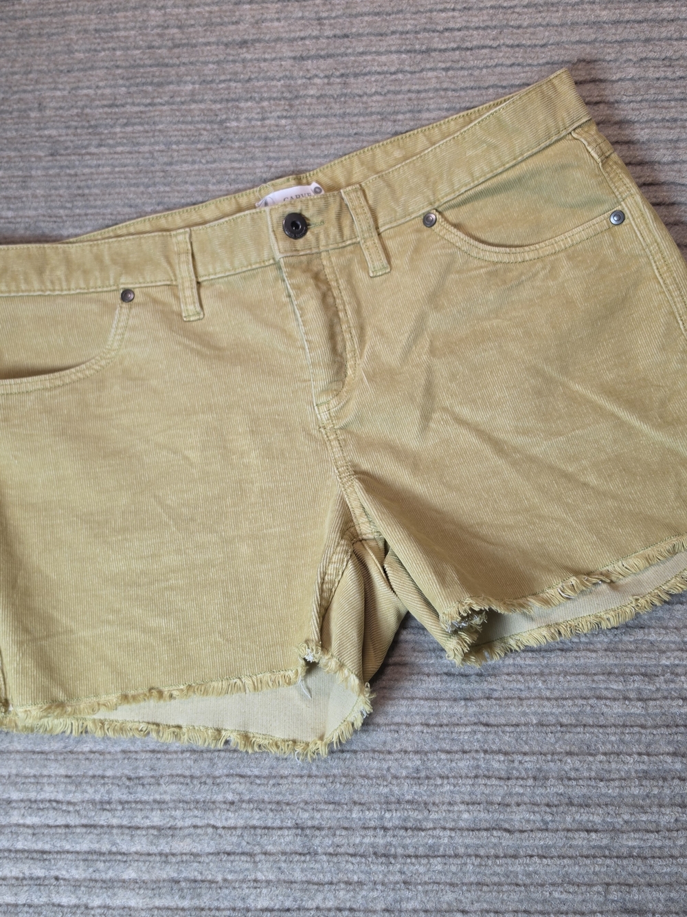 Carve Designs Mustard Yellow Oahu Corduroy Beachy Raw Hem Boho Shorts Women Sz 8